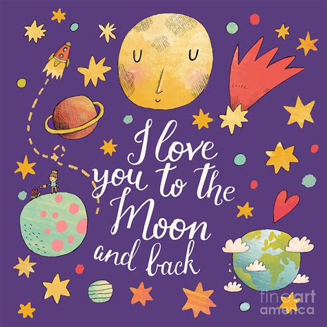 I Love You To The Moon And Back Digital Art By Smilewithjul Fine Art