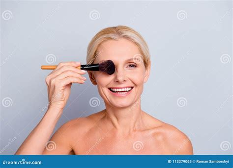 Portrait Of Cheerful Nude Attractive Pretty Gorgeous Charming La Stock