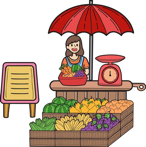 Hand Drawn Street Food fruit stall illustration 16733027 PNG