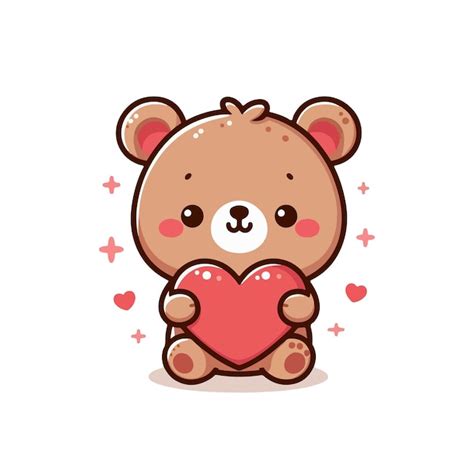 A Bear Holding A Heart That Says Love Premium Ai Generated Vector