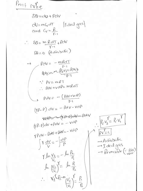 Adiabatic Equation Derivation | PDF