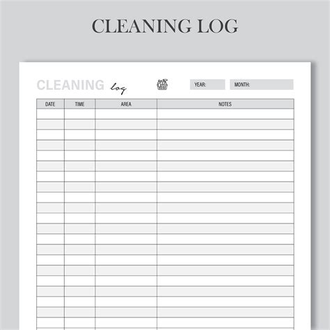 Printable Cleaning Log Cleaning Tracker Cleaned House Keeping