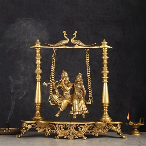Buy Pure Brass Radha Krishna Swing Jhoola 16