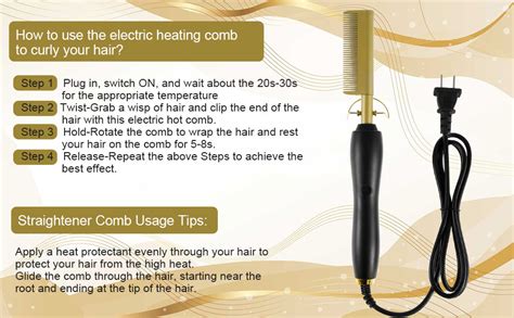 Hot Comb In Temp Adjustable Electric Heating Comb For Straightening Curling Hair Portable