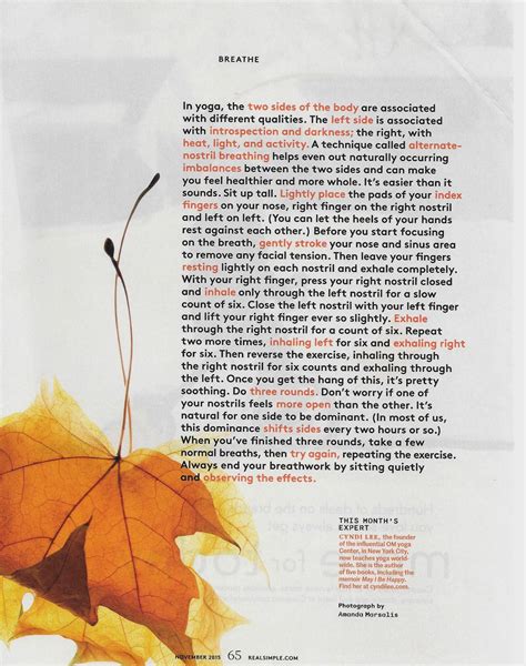 Breathe - Real Simple Magazine November 2015