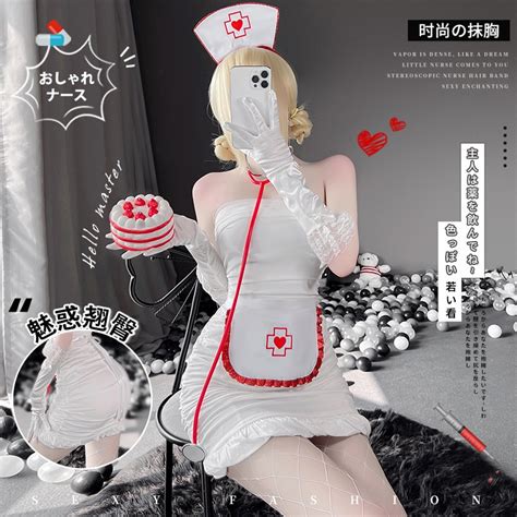 Jual Preorder Woman Sexy Lingerie Nurse Cosplay Costumes White Erotic Party Bed Uniform