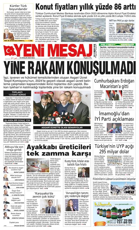 Yeni Mesaj Gazetesi Aral K Sal G N Man Eti