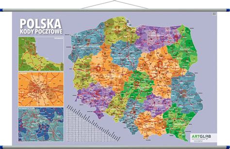 POLSKA KODOWA MAPA ŚCIENNA KODY POCZTOWE ERLI pl