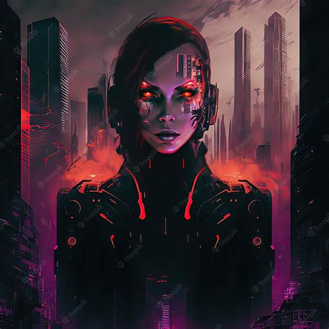 Premium Photo A Scifi Cyborg Woman Scifi Samurai Cyborg Girl A Young