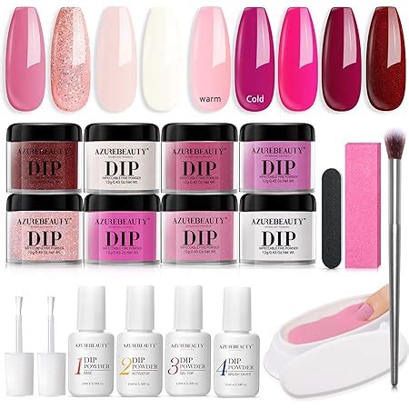 Amazon Azurebeauty Pcs Dip Powder Nail Kit Starter Skin Tone All Season Nude Brown