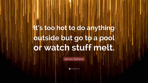 James Rallison Quote: “It’s too hot to do anything outside but go to a
