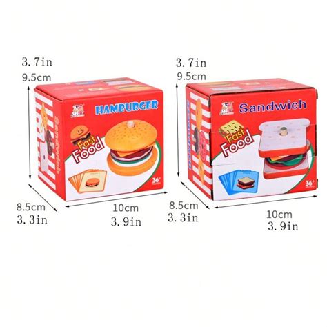 1 Box Kids Pretend Play Wooden Hamburger And Sandwich Kit Cutting Food