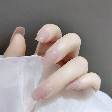 Zjkrl Pcs Box Long Stiletto False Nails With Glue Red Nude Pink White Milktea Color Jelly
