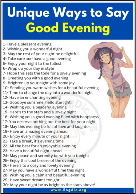 30 Unique Ways To Say Good Evening Engdic