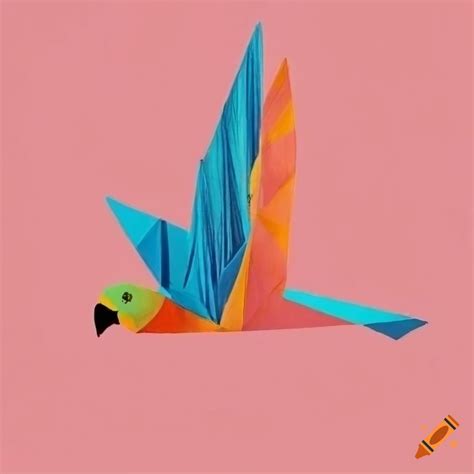 Abstract Illustration Of A Tropical Landscape With Flying Parrots On