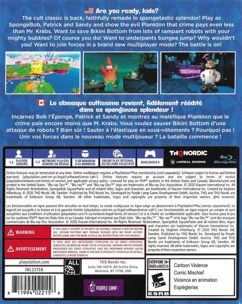 Spongebob Squarepants Battle For Bikini Bottom Rehydrated Cover Or Packaging Material Mobygames