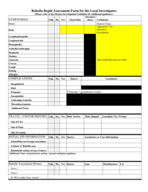 Fillable Online Kdheks Rubella Rapid Assessment Form For The Local