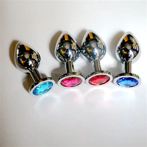 Unisex Butt Toys Plug Anal Silver Insert Stainless Steel Metal Plated Jeweled Sexy Stopper Anal