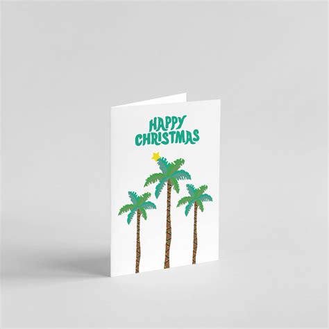 Happy Christmas Palm Trees Greeting Card - Blank Greeting Card Online ...