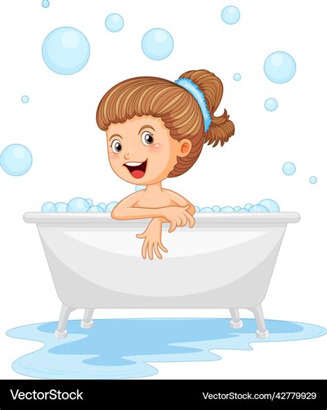 Happy Girl Taking A Bath Royalty Free Vector Image