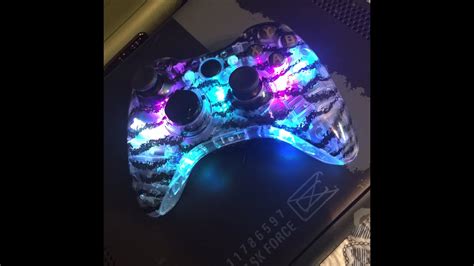 Custom Xbox 360 Controller Amazing Clear Tiger Stripes Rainbow Leds