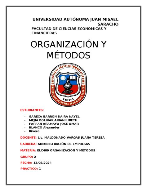 Organigrama Tarea Universidad Aut Noma Juan Misael Saracho Facultad