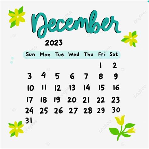 Calendario Estetico Diciembre 2023 PNG Dibujos Calendario Diciembre