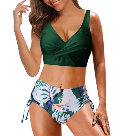 MSJUHEG String Bikini High Waisted Bathing Suit For Women Push Up Bikini Sets For Women Triangle