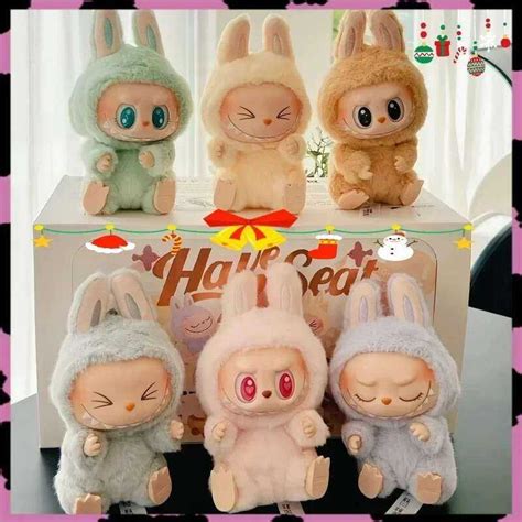 Anime Hot Figure Labubu Blind Box Have A Seat Series Pendant Flocking Model Toy Kawaii Monster