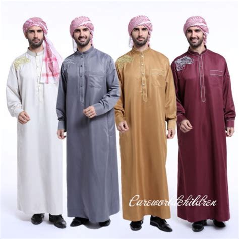 Muslim Men S Eid Robe Islamic Clothing Thobe Dishdasha Saudi Hajj Abaya