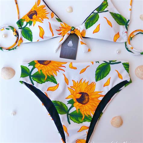 Biquíni hot pants cintura alta girassol Elo7 Produtos Especiais