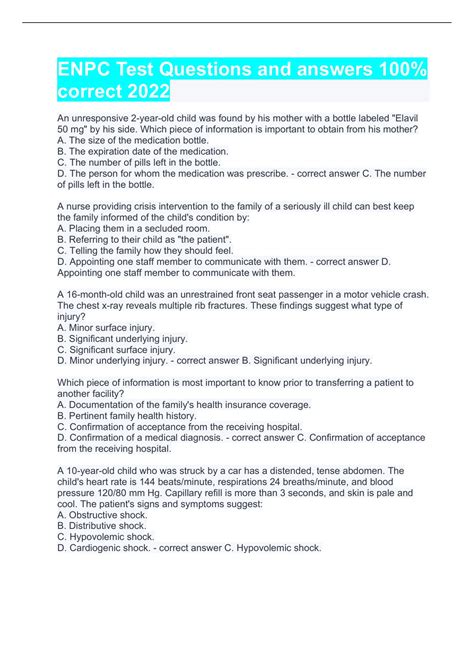 Enpc Test Answers 2022