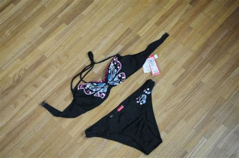Neu Mit Etikett Sch Ner Bikini Schwarz Mit Pailletten Schmetterling