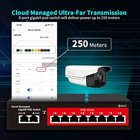 Poe Switch, 10 Port Gigabit PoE+ Switch, Cloud Managed Gigabit Ethernet ...