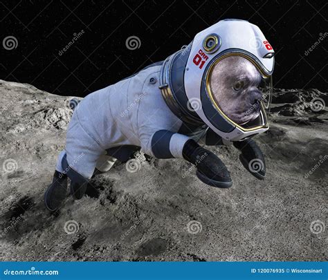 Space Dog, Moon Walk, Astronaut, Lunar Surface Stock Image - Image of moon, animal: 120076935