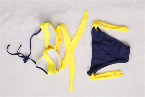 Sexy Bikini Swimsuit Two Tone Cross Front Two Piece Bathing Suits TD Mercado