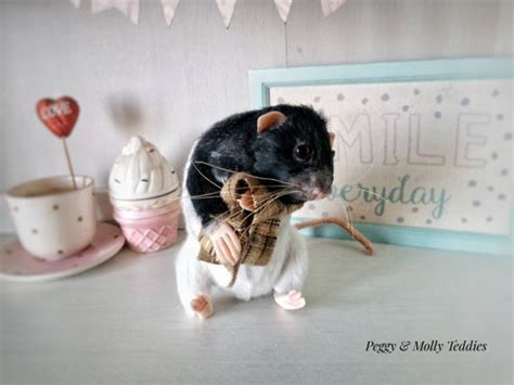 custom black hooded fancy rat plush personalized stuffed rat etsy