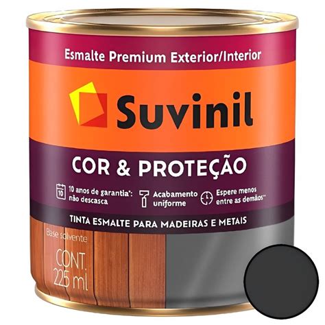 Tinta Esmalte Cor E Prote O Fosco Preto Para Madeiras E Metais Ml