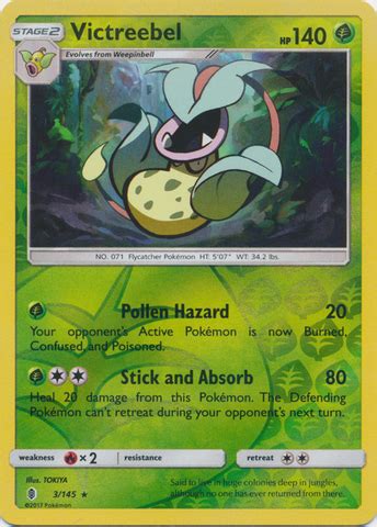 Victreebel Rare Reverse Holo Pokemon Singles Sun Moon