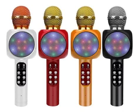 Micrófono inalámbrico Bluetooth para karaoke USB LED negro color