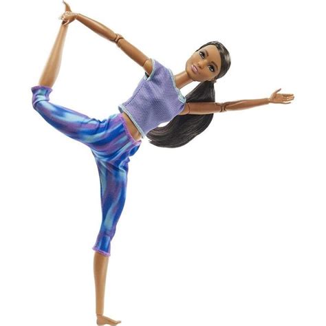 Barbie Made To Move Doll DARK SKIN Brunette Yoga Fitness Posable Athleisure Wear
