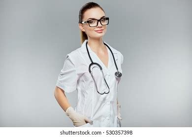 Beautiful Nurse Nude Make Wearing White Stock Photo