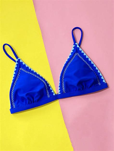 Whip Stitch Triangle Bikini Top SHEIN USA