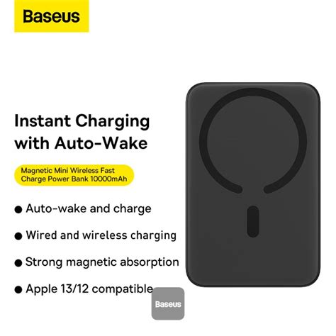 Baseus Power Bank 10000mAh Magnetic Wireless Fast Charging 20W Black ...