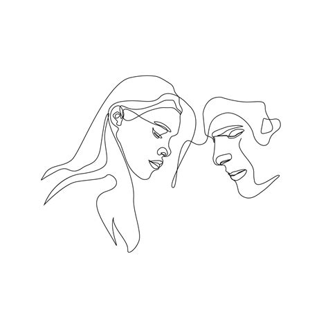 One Line Art Face Couple 7685559 Vector Art At Vecteezy