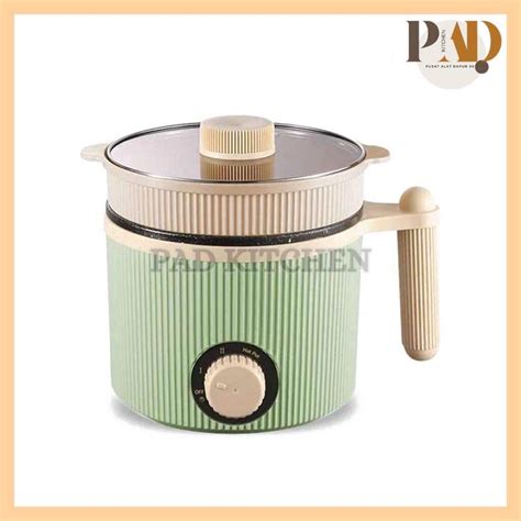 Panci Listrik Garis Panci Listrik Mini Multifungsi Steamer Fry Pan Hot Pot Elektrik Kukus