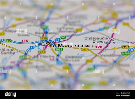 le mans shown   road map   geography map stock photo alamy