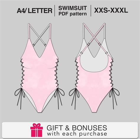Bikini Sewing Pattern Swimsuit Plus Size Digital PDF Bikini One Piece XXS XXXL Easy Womens