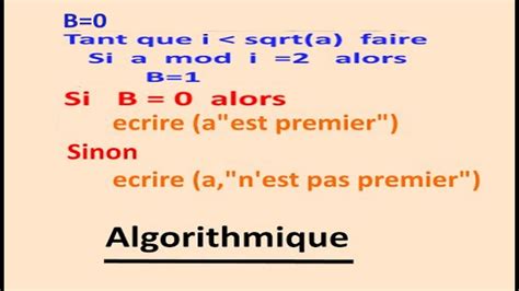 Algorithmique Les Nombres Premiers Avec La Boucle Tant Que YouTube