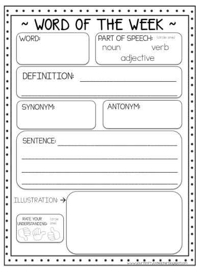 Word of the Week Routine to Enhance Vocabulary + FREE Worksheet ...